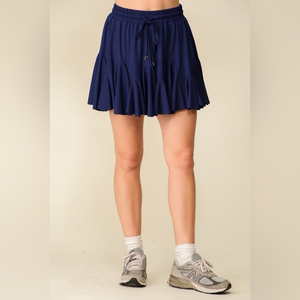 175 - Navy Tennis Ruffle Skirt